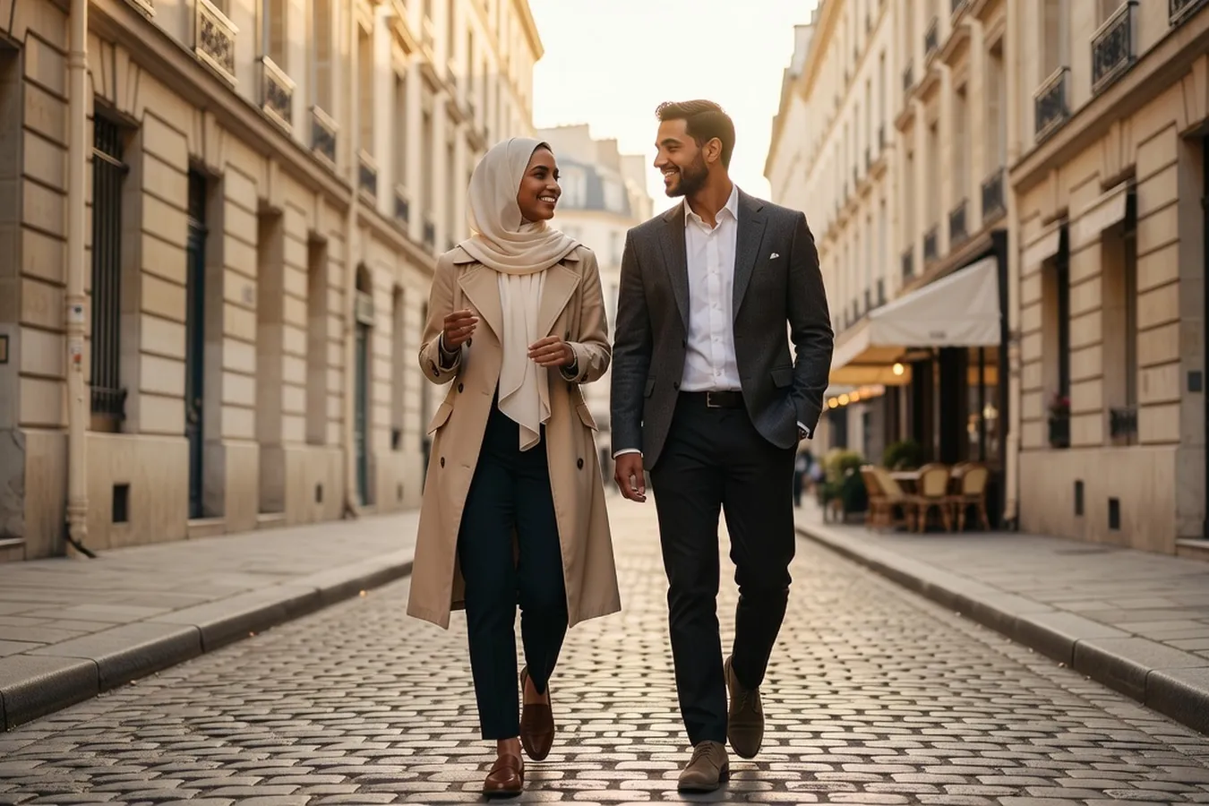Jeune couple biculturel musulman en France