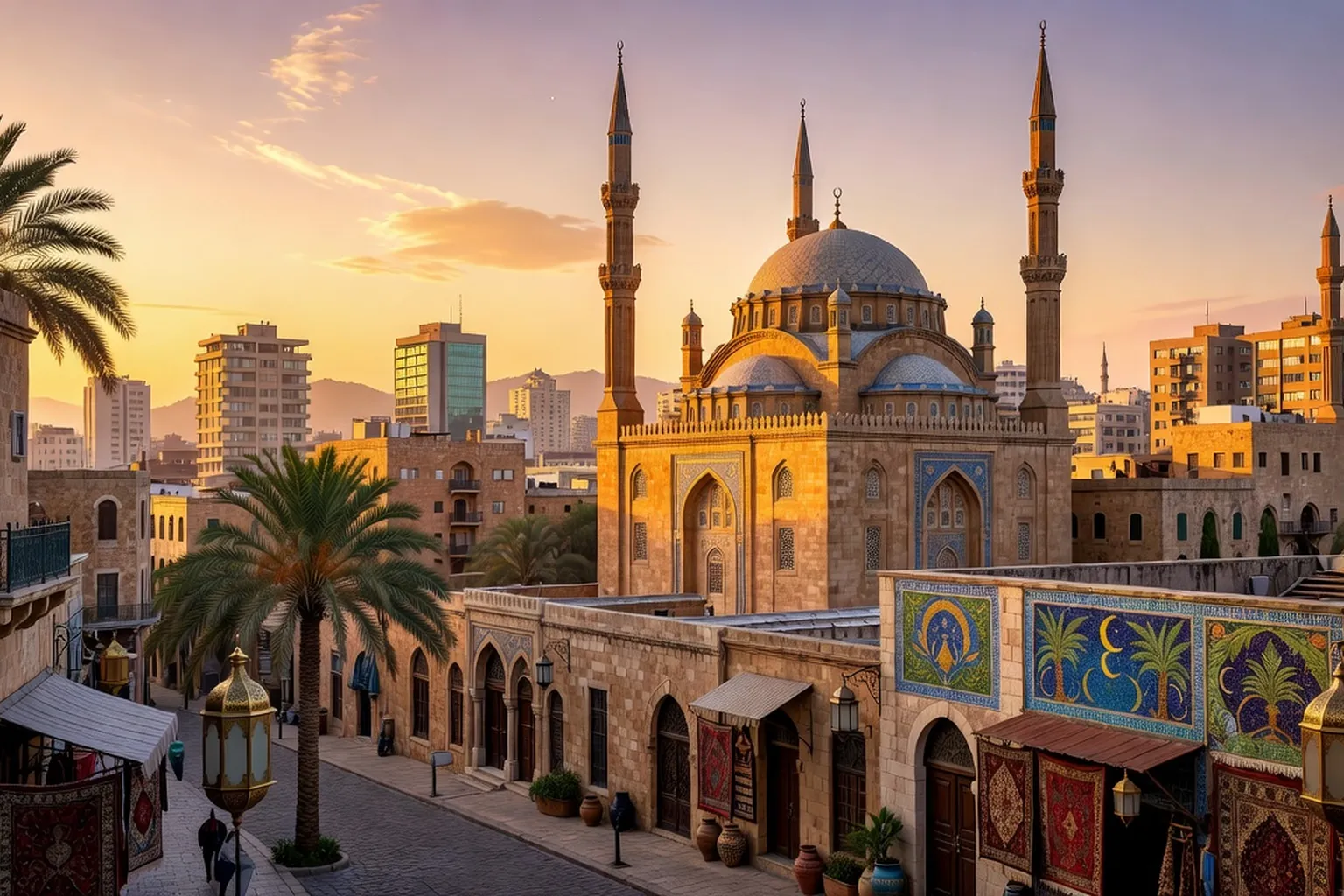 Vue de Beyrouth avec mosquee, culture proche-orientale