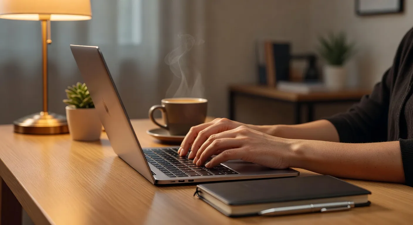 Mains tapant sur un clavier d'ordinateur