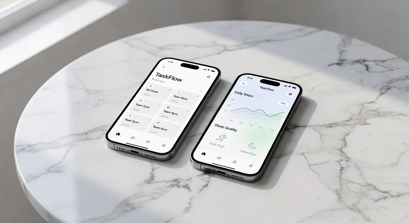 Deux smartphones côte à côte sur table