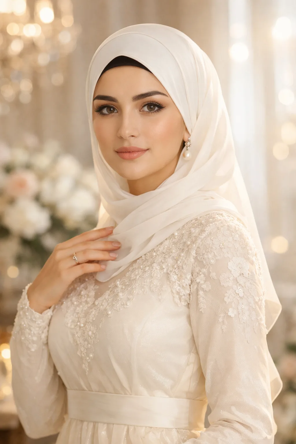 Tchétchénie et cadre familial Jeune femme musulmane de Tchétchénie dans une ambiance éditoriale lumineuse